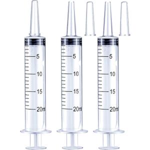 20ml Syringe for Liquid, Oral, Scientific Labs, Measurement, Dispensing, with Cap 3 Pack 20ml Syringes