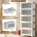 Hanyi 70 QT 5-Tier Stackable Storage Bins with Lids, Clear Doors, 4 Wheels