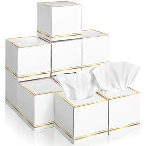 Fourluoo 10 Pack Facial Tissues Cube Boxes Face Box 600 Sheets 3 ply Soft Paper Square Tissues Bulk for Car Pocket Toilet Household Bedroom Family(White)