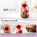 Valentines Day Flowers Gifts for Women,Forever Real Preserved Roses in Glass Dome,Valentines Day Roses Gifts for Her Wife Women Best FriendPink