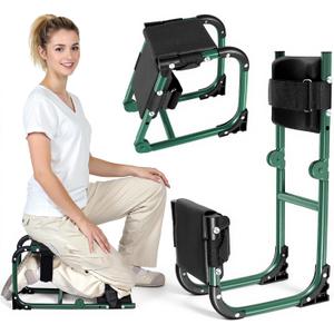 Garden Kneeler and Seat, Ergonomic 2-in-1 Foldable Knee Seat, Gardening Stool with Soft Adjustable Kneeling Pad, Gardening Gifts for Women Mom Men Seniors