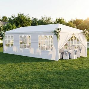 10x30 Canopy Tent Party Tent with 8 Sidewalls, White