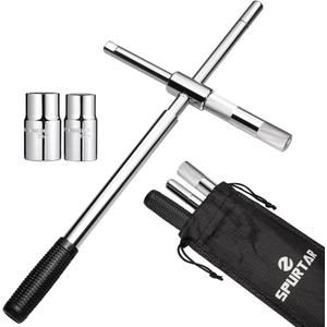 Spurtar Extended 4 Way Lug Wrench, Tire Iron Lug Nut Wrench, Tire Nut Remover Tools 1/2 Drive with 17/19mm and 21/23mm Sockets