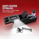 Truck Center Console Organizer Between Seat for Minivans, SUVs, Middle Van Bench Organizer for Floor Between The Back Seat Console 18 Wheelers Locking Design with Sliding Lid Design
