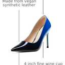 Elisabet Tang High Heels, Womens Pointed Toe Slip on Stilettos Party Wedding Pumps Basic Shoes (Blue)