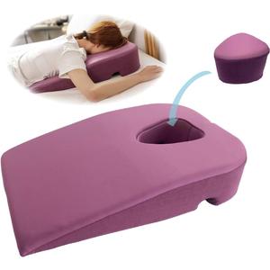 3 in 1 Face Down Pillow, Massage Pillow face Down, Wedge Pillow for Sleeping, Prone Pillow, Massage Table Portable, Removable Cover (Purple)