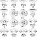 16 PCS Glass Crystal Dresser Cabinet Knobs Brushed Nickel, Octagon Knobs and Pulls for Dresser Drawers, Bathroom Kitchen Cabinet Drawer Knobs Set