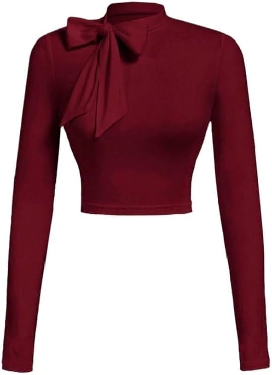 Women Fall Casual T-Shirt Fall Back High Neck Slim Fit T-Shirt Tops Clothe Size S