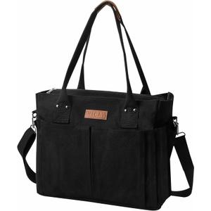 Large Canvas Tote with Zipper and Laptop Compartment, Crossbody Utility Bag for Women, Multi-Pocket Shoulder Bag for College, Work, and Travel, Spacious Everyday Carryall for Laptop and Essentials
