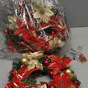 Lyrow 6 Pcs Lighted Christmas Wreath with Red Bow Ornament 13 Inch Prelit Xmas Battery Operated Christmas Wreaths for Front Door Outdoor Holiday Wall Indoor Xmas Decorations Party Decor(Classic)