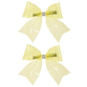 2 x PVC Hair Bow Clips Cute Glitter Hairpins Girls Teens Alligator Hair Accessories for Summer Beach Seaside Party, Yellow