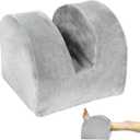 Knee Replacement Pillow for Recovery - Leg Elevation Pillow with Firm Foam for Post-Surgery Sleeping, Hip & Ankle Pain Relief & Swelling Reduction, Includes Washable Velvet Cover (Grey)