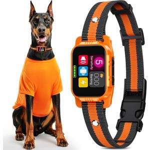 Smart Dog Bark Collar - Anti Barking Device for Large Medium Small Dogs, Stop Excessive Barking & Aggression Behavior, with 5 Modes & 5 Sensitivity, IP67 Waterproof for Indoor/Outdoor Use, Orange