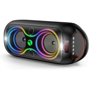 Bluetooth Speakers Wireless- 40W(Peak)120dB Loud Sound, 8 LED Lights, Bluetooth 5.3, 6-8 Hours Playtime, Protable Handle, FM/USB & Mic Input, Large Portable Speaker for Party,Outdoor,Camping,Beach