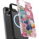 Goodon for iPhone 15 Case - Compatible with Magsafe - Dual-Layer Hard Shell & Silicone Cover - Protective Phone Case with Cute Wildflower Designs for Women - Floral Fantasy