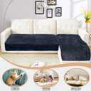 NAISI Couch Covers for Dogs Waterproof Flannel Striped Sofa Cover Pet Friendly Washable Dog Mat for Couch Anti Slip Sectional Sofa Slipcover Protector(2pcs/35"x63"+35"x70",Dark Navy)