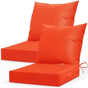 LAGRATY Outdoor Chair Cushions for Patio Furniture24" x 24" Deep Seat Cushions with Backrest for Couch Sofa Chair - Waterproof Fade-Resistant Patio Cushion (Set of 2,Orange)