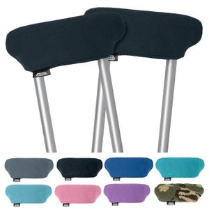 Universal Crutch Underarm Pad Covers - Luxurious Soft Fleece with Sculpted Memory Foam Cores (Classic Black)