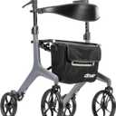 Drive Medical AeroCarbon Ultra-Lite Rollator, Strong Carbon Fiber Walkers for Seniors, Foldable Rollator Walker with Seat, Ultra Lightweight Rolling Walker, Just 11.5 Pounds, Gray