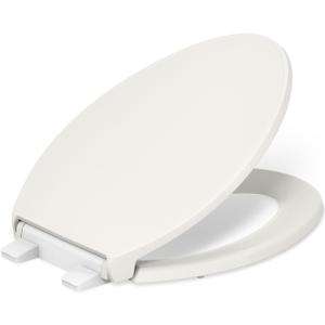 KOHLER K24495-A-96 Border ReadyLatch Quiet-Close Elongated Toilet Seat, Soft Close Toilet Seat, New Home Essentials, Biscuit