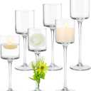 Maxcheck 6 Pcs Glass Candle Holder Tea Light Floating Candle Holders 7.87" 9" 10.2" Tall for Table Centerpiece Home Wedding Party Table Decor (Clear)