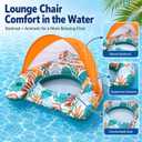 IISVGE Inflatable Pool Float with Canopy for Adults, PVC Pool Lounge Chair with Sun Shade, Backrest, Armrests and Cup Holder, Portable Adult Pool Float for Swimming Pool, Lake, Beach, Summer Vacation