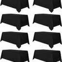 sancua Black Tablecloths for 6 Foot Rectangle Tables, 8 Pack 90x132 Inch Rectangular  Washable Polyester Fabric Table Cloth, Reusable Table Covers for Wedding Party, Birthday, Banquet Reception