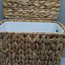 Coeusy 3 Gallon Wicker Trash Can,Small Bathroom Trash Can with Lid,Natural Water Hyacinth Wicker Waste Basket for Bedroom,Toilet,Narrow Garbage Can with Removable Liner
