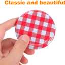 Veemoon 40pcs Regular Mouth Mason Jar Iron Lids Jam Canning Sealing Lids Red White Checked Canning Screw Caps for Sauce and Food Jelly Storage Bottle (2.48/2.28 Inch)