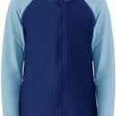 Haloumoning Boys UPF+ 50 Rash Guard Kids Zip Up Long Sleeve Sun Protection Quick Dry Swim Shirt 5-14 Years, 150