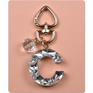 Initial Letter Keychain Bling Gifts for Women Girls Backpack Bag Charm Accessories Cute Heart Crystal wallet Car keyring