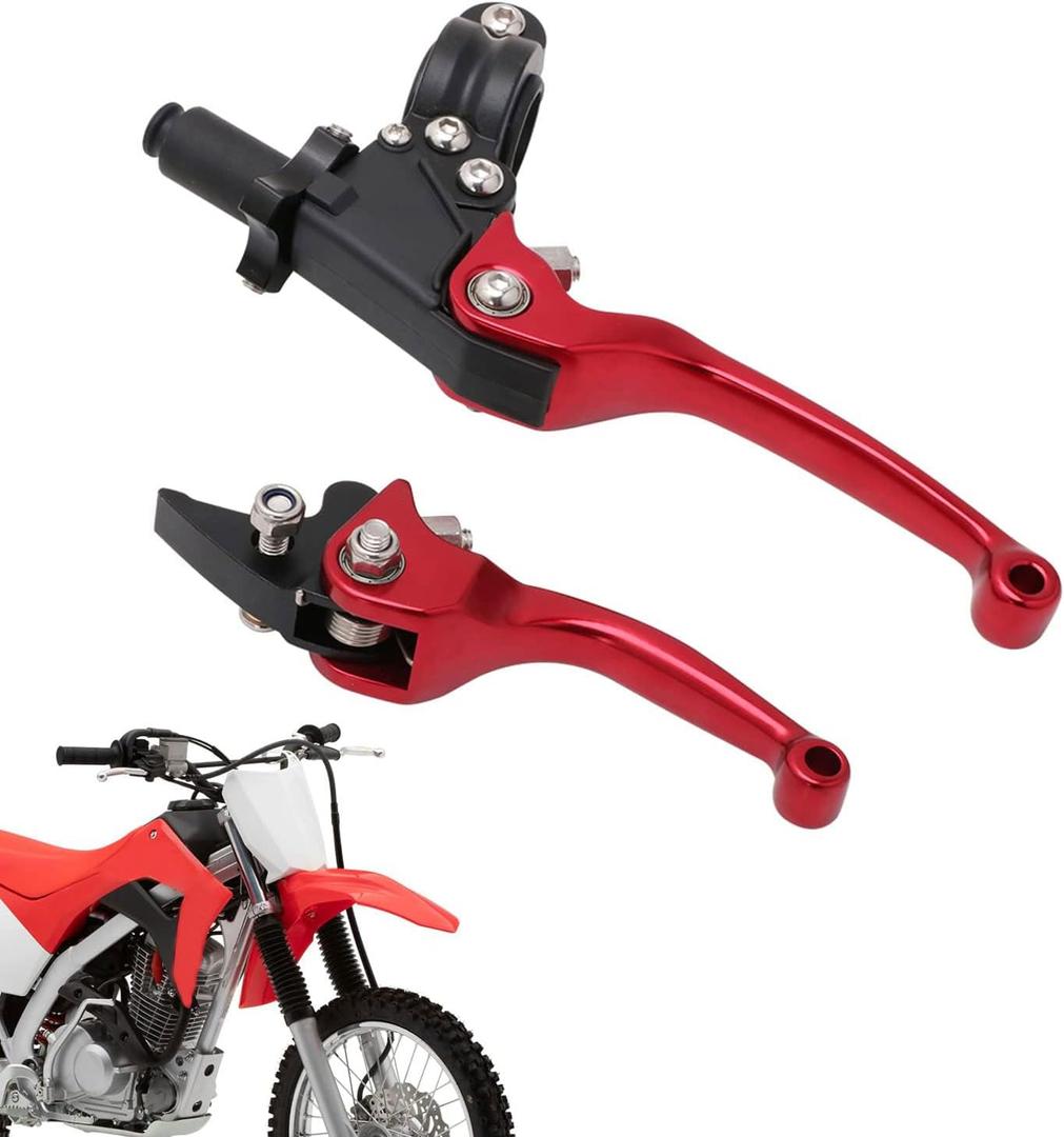 JFG RACING Motorcycle Clutch Brake Lever 7/8'' 22mm Folding Levers Aluminum Alloy Universal for 110cc 125cc 140cc 150cc SSR Apollo RFZ 125 DBX18/19 Xpro Coolster Thumpstar Baja Dirt Pit Bike Red