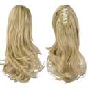 Sofeiyan 13" Ponytail Extension Long Curly Ponytail Clip in Claw Hair Extension Natural Looking Synthetic Hairpiece for Women, Light Blonde mix Bleach Blonde Evenly