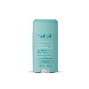 Method Deodorant, Coco Twist, Coconut Milk, Avocado + Macadamia Oil notes, 24 Hour Odor Protection, 2.65 oz