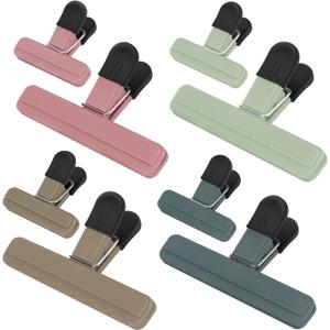 TACGEA Chip Clips, 8 Pack Food Clips, Upgrade Wide Open Bag Clip for Food Storage with Air Tight Seal Grip Neutral Color (4 x L, 4 x S)