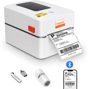Yinleader Bluetooth Thermal Shipping Label Printer  4x6 Thermal Label Printer, Compatible with Windows, Mac OS, Chrome OS, iOS and Android, Widely Used for Ebay, Amazon, Shopify, Etsy, USPS (White)