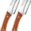 2Pcs Multi Functional Vegetable Peeler for Kitchen, with Bottle Opener and Wooden Handle, 3-in-1 Stainless Steel Kitchen Tool for Fruit Potato Pumpkin(3 in 1)