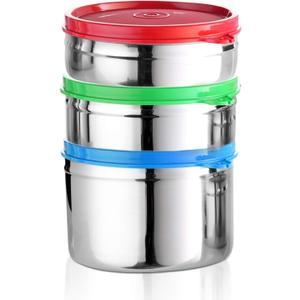 Signoraware Stainless Steel Containers Set | Eco Friendly Storage Canisters | Modern Airtight Keeper for Tea, Sugar, Snacks, Condiments, Flour, Coffee, Leftovers | 3 Pack (Combo size pack)