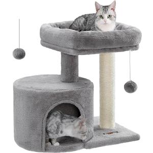 Feandrea Cat Tree, Cat Tower with Sisal Post, Cat Condo, Light Grey PCT50WV1