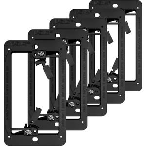 VCE Low Voltage Mounting Bracket Single Gang Wall Plate, Flush Low Voltage Box for Network, HDMI, Coaxial, Speaker, Telephone Cables, Black, 5 Pack