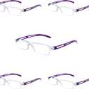 VisionGlobal 5 Pairs Reading Glasses, Blue Light Blocking Glasses, Computer Reading Glasses for Women and Men, Fashion Square Eyewear Frame (Purple,+1.00 Magnification)