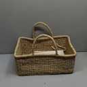 Premium Wicker Baby Diaper Caddy Organizer, Woven Seagrass Basket with Handles, Diaper Basket with Dividers (Rectangle)
