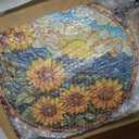 Cinnvoice Outdoor Side Table Round Small Mosaic Patio Accent Indoor End Plant Coffee Tea Table for Yard Patio Porch Garden Living Room, Bedroom(Sunflower Style,14 Inch)