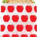 Lunchskins Paper Sandwich Bags - Sealable, Recyclable & Grease-Resistant - Disposable Snack Bags for Kids & Family - Self-Adhesive Closure for Freshness - Perfect for On-the-Go & Home Use (Apple)