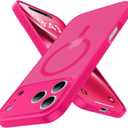 3 x Magnetic Shockproof for iPhone 17 Pro Max Case,Upgraded[Camera Protection][Compatible with Magsafe][Non-Slip][Mil-Grade Protection] Translucent Matte Phone Case for iPhone 17 Pro Max,Hot Pink