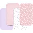 Bassinet Sheets for Baby Boys Girls 4 Pack(33" x 20"), Compatible with Mika Micky, Baby Delight, Dream On Me, Koola, AMKE and Other Rectangle Bassinet Mattress, Pink