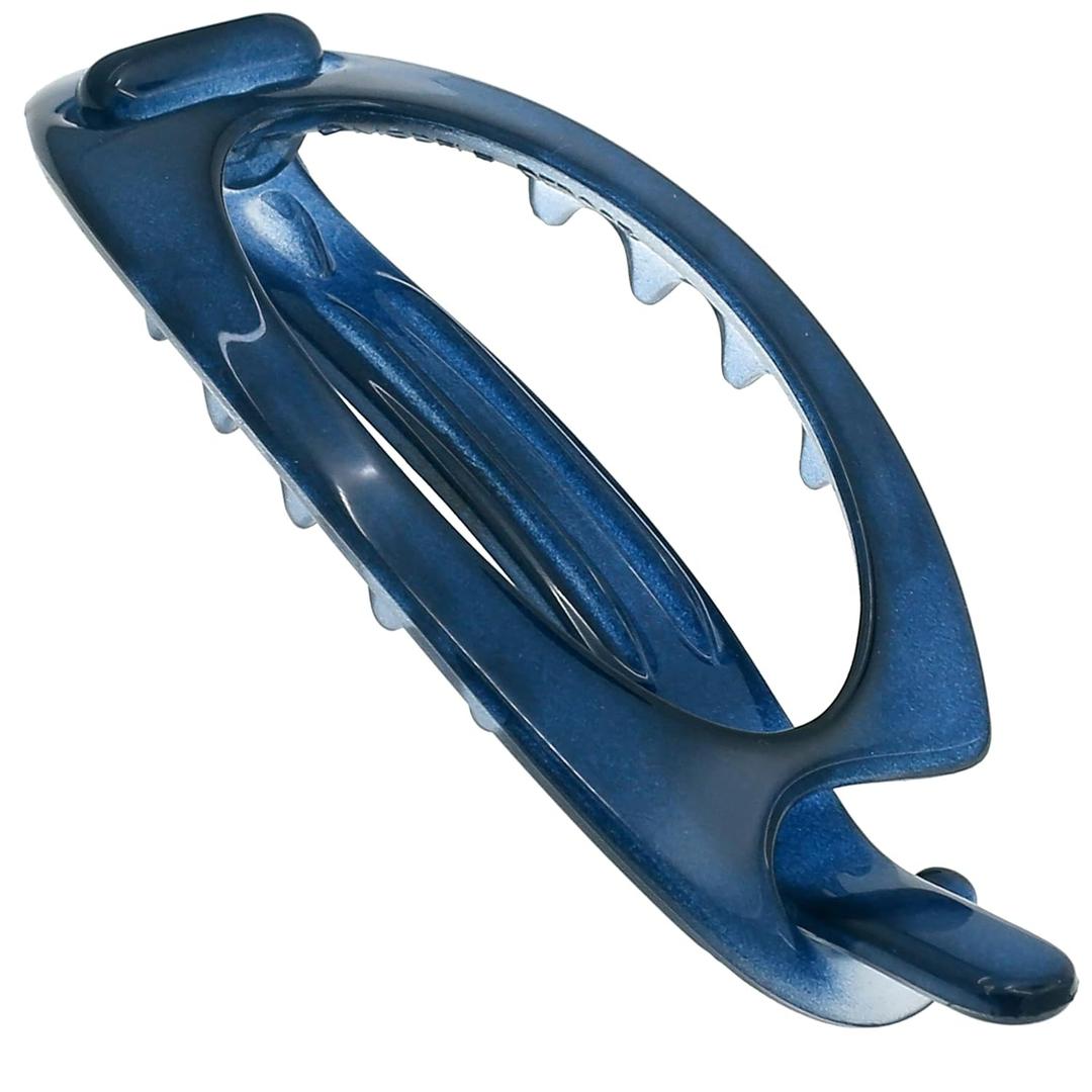 Camila Paris CP3116 French Hair Barrette Clip, Flexible Ponytail Holder No Metal Parts, Strong Hold Grip Hair Clips for Women, No Slip and Durable Styling Girls Hair Accessories, Made in France (Blue 3.5")