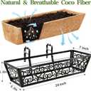 2 Pack 24 Inch Deck Railing Planter Box - Window Boxes Planters with Adjustable Brackets Coco Liners Balcony Planters Railing Hanging for Window Flower Boxes Outdoor Garden Decor