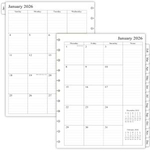 newestor 2026 Monthly Planner Refill for 11-Discbound Notebooks, Two Pages Per Month, Letter Size, 8-1/2" x 11"