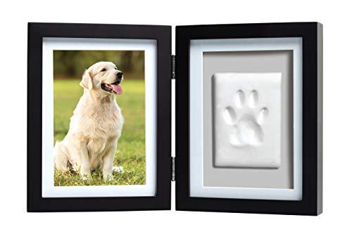 Pearhead Pet Paw Print Photo Frame With Clay Imprint Kit - Wooden Pet Paw Print Frame, DIY Memorial Keepsake for Cats and Dogs, No Mess Clay for Perfect Pawprints, Ideal Home Decor and Gift, Black